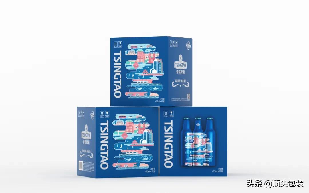 青岛啤酒醉美青岛礼盒,青岛啤酒的产品包装设计