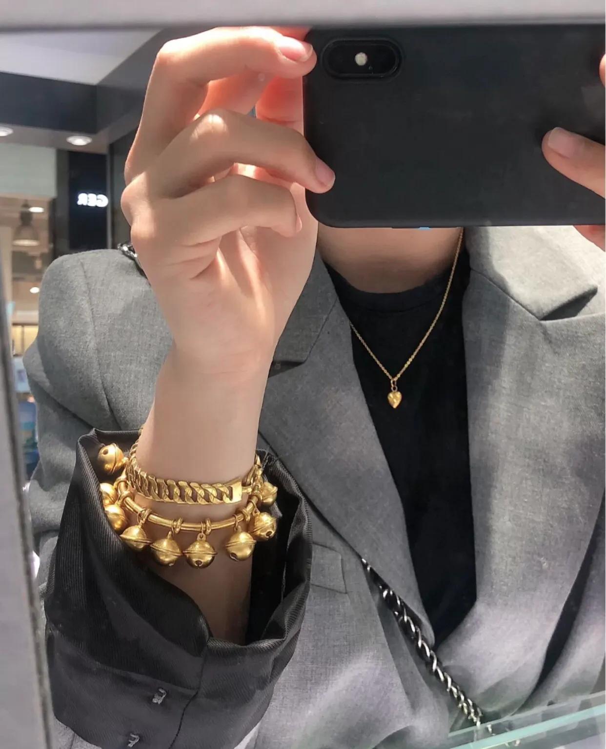 潮宏基小米珠珍爱黄18k金手链,潮宏基黄金手镯手链叠戴