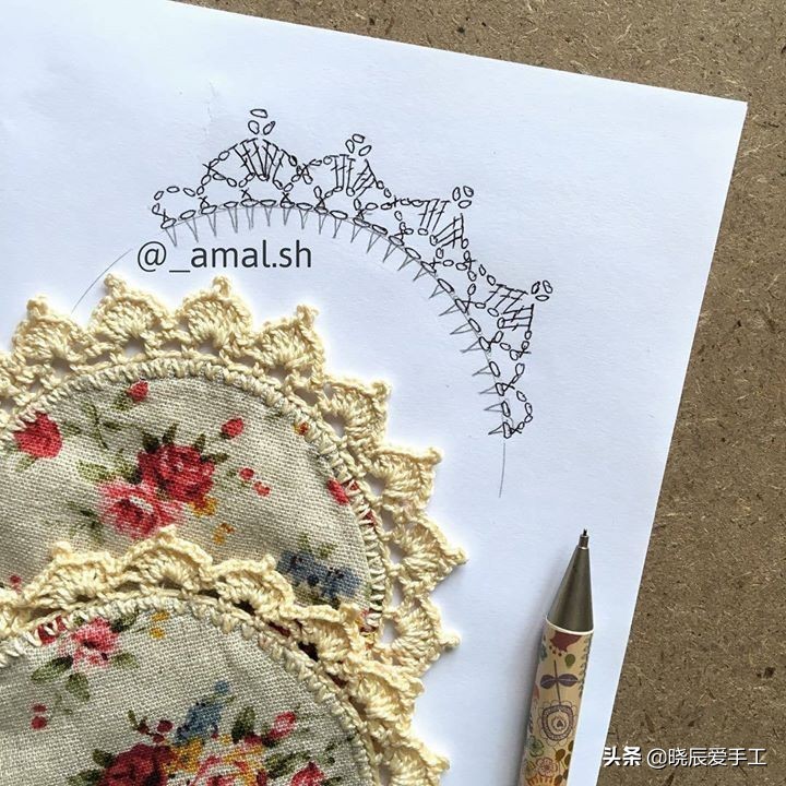 桌布花边钩织的教程,隔热垫餐桌垫钩针教程
