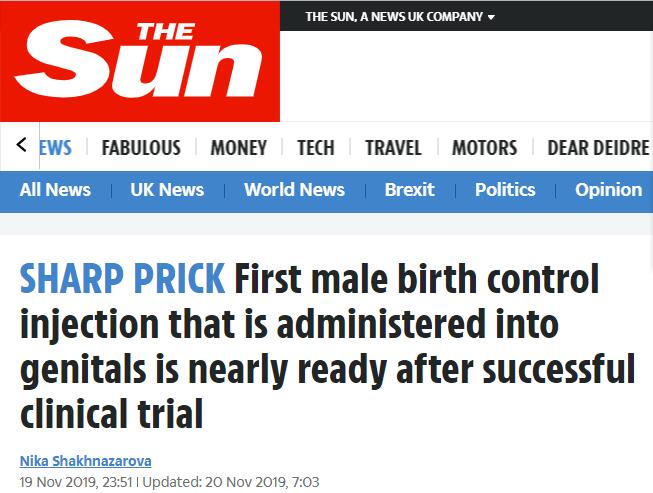 全球首款男性避孕药问世,成功率达97.3%