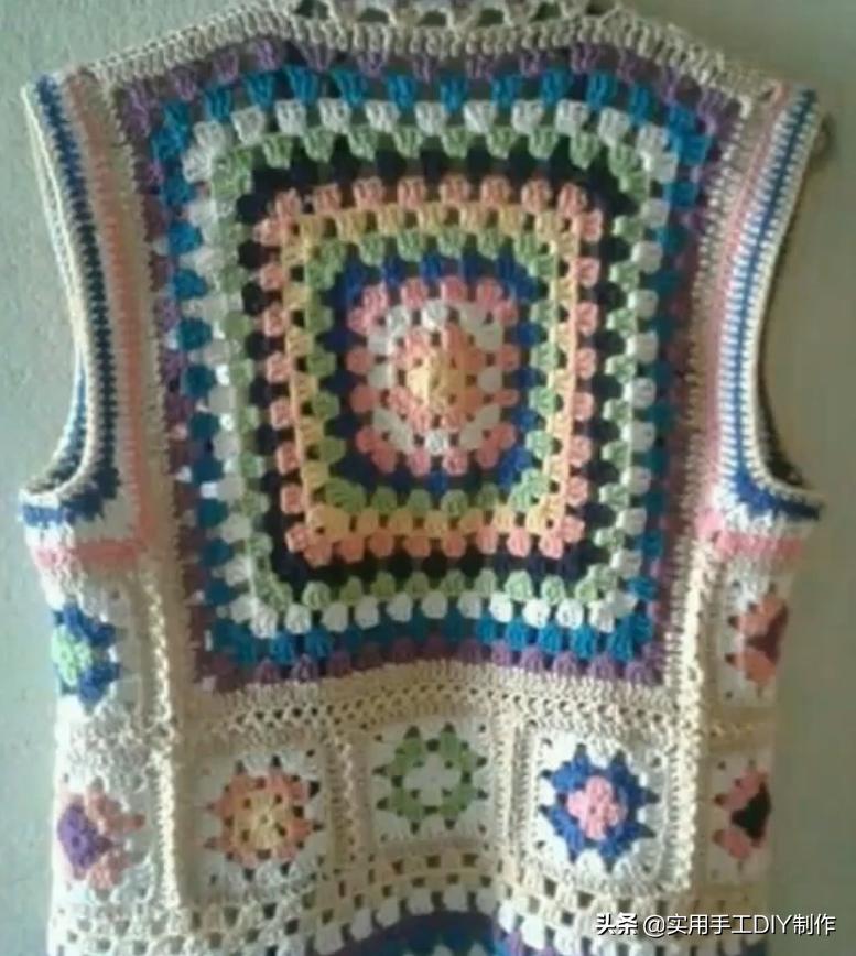 祖母方格编织长款外套教程,针织作品70款简约