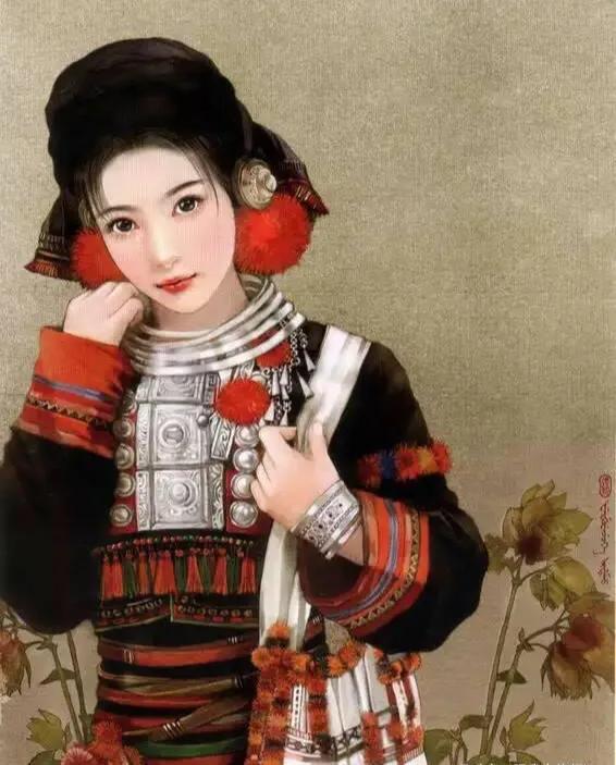 五十六个民族五十六枝花画,五十六个民族人物画高难度