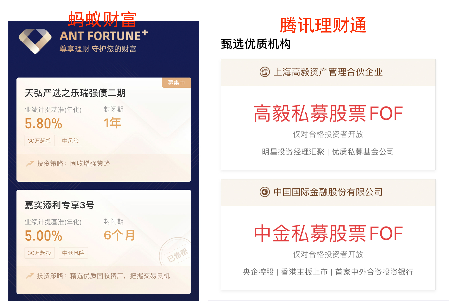 蚂蚁财富VS腾讯理财通私募产品的角逐
