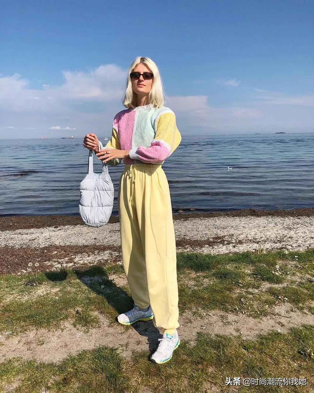 夏天穿马卡龙色系的长裤,马卡龙紫色裤子搭配