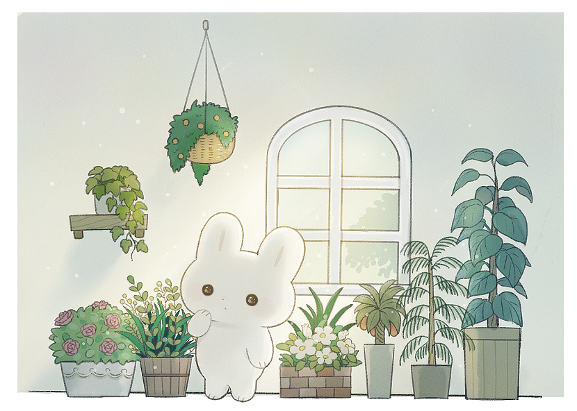 类似于粉兔兔的插画,兔耳少女插画日本