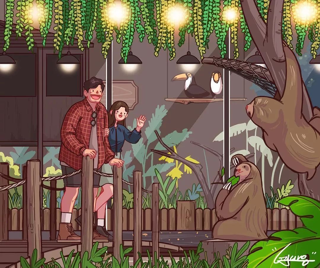 情侣日常手绘插画日记,手绘给女朋友的手账画