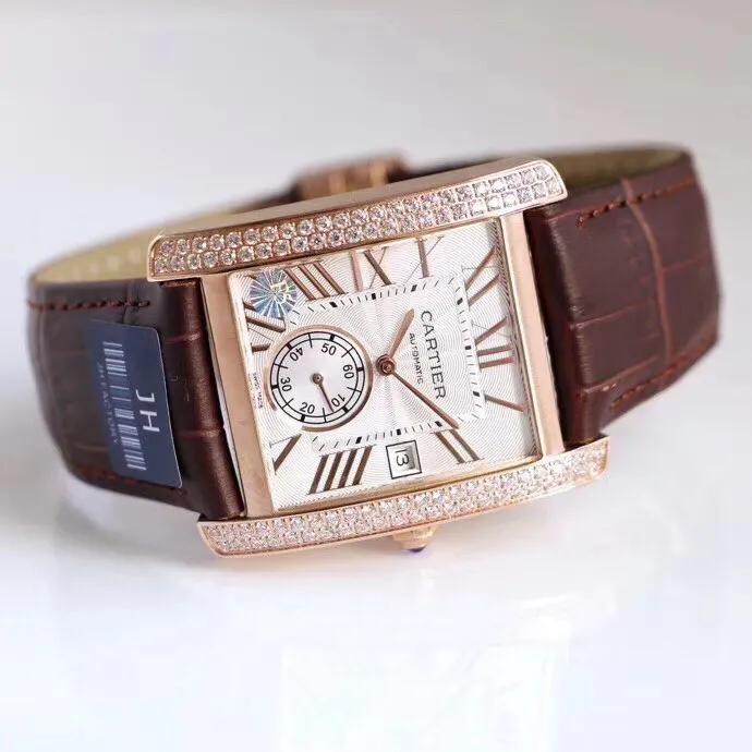 卡地亚坦克系列W5330001英式坦克系列男士两针半全自动机械腕表