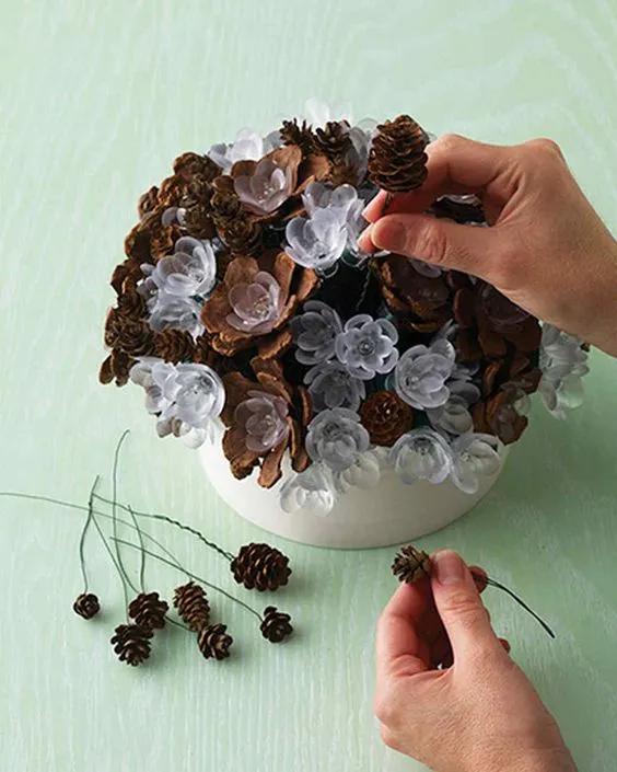 关于神奇的大自然的手工制作,100种松塔手工制作欣赏