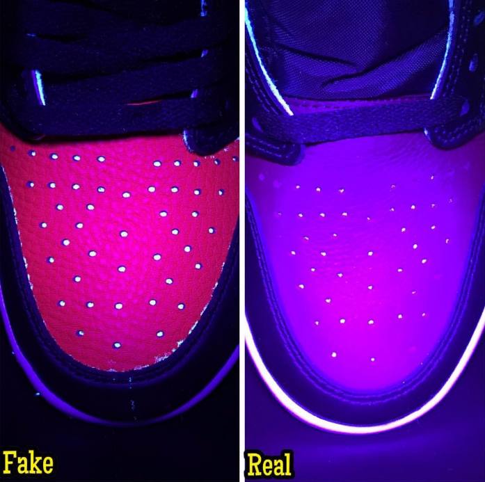 aj1mid芝加哥黑红脚趾真假鉴定方法,aj黑脚趾正品对比