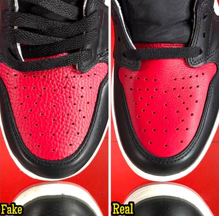 aj黑脚趾正品对比,aj1bred黑红2022