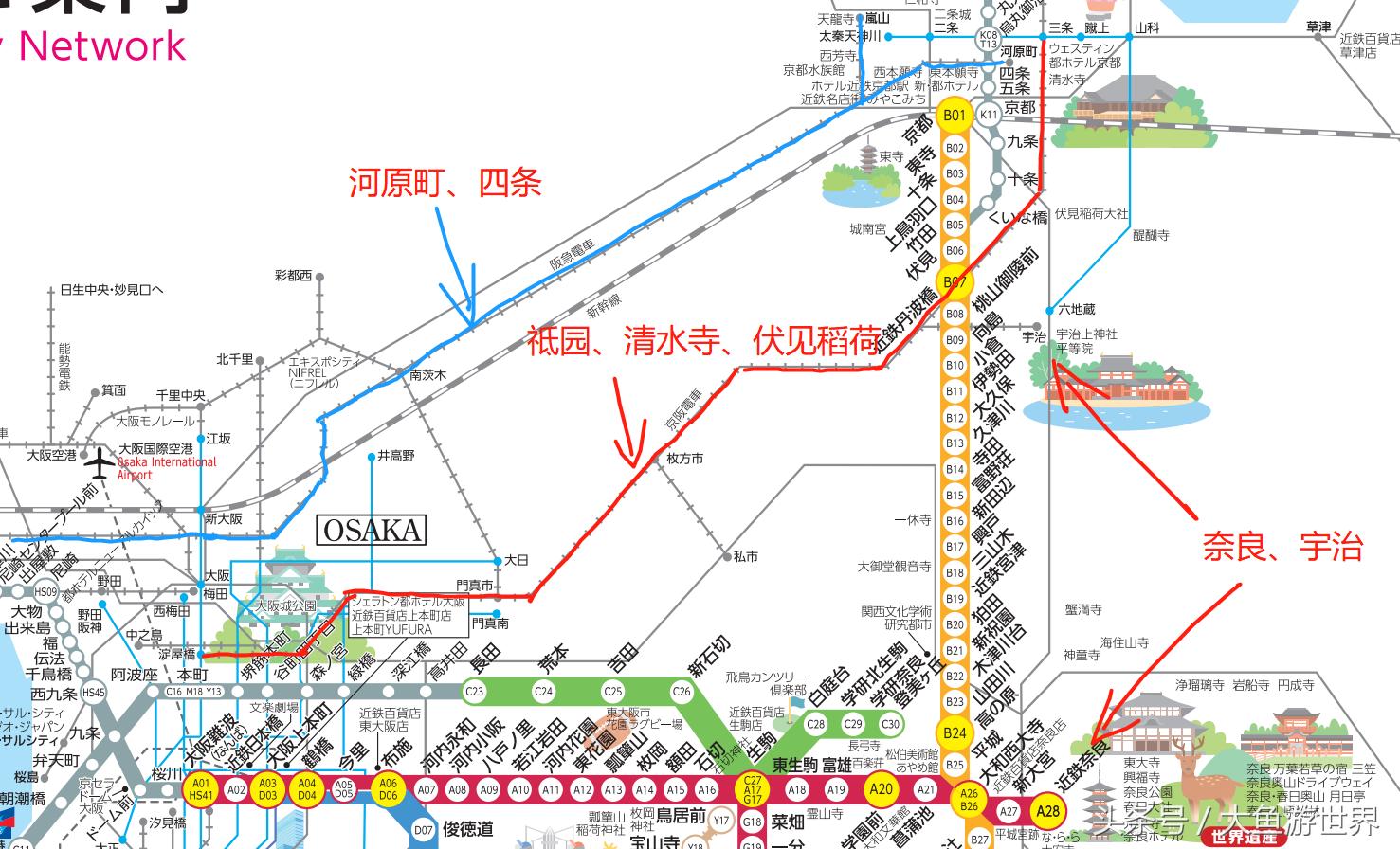 怎样从大阪到奈良,从大阪怎样去京都