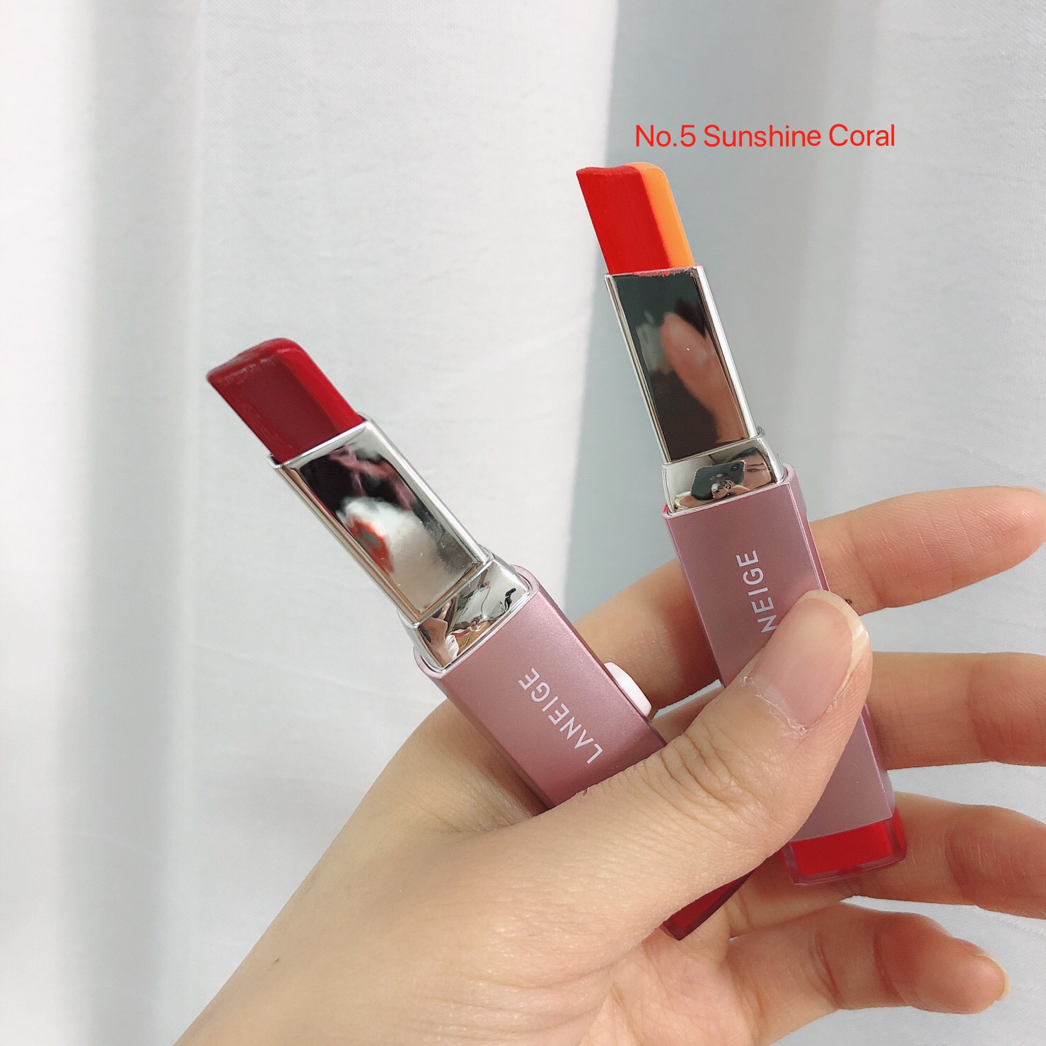 兰芝LANEIGE双色唇膏05sunshinecoral试色分享春天来啦哈哈哈