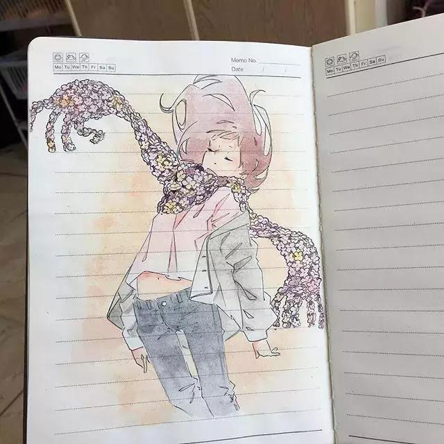 日本小姐姐画画素描,日本小姐姐一组插画