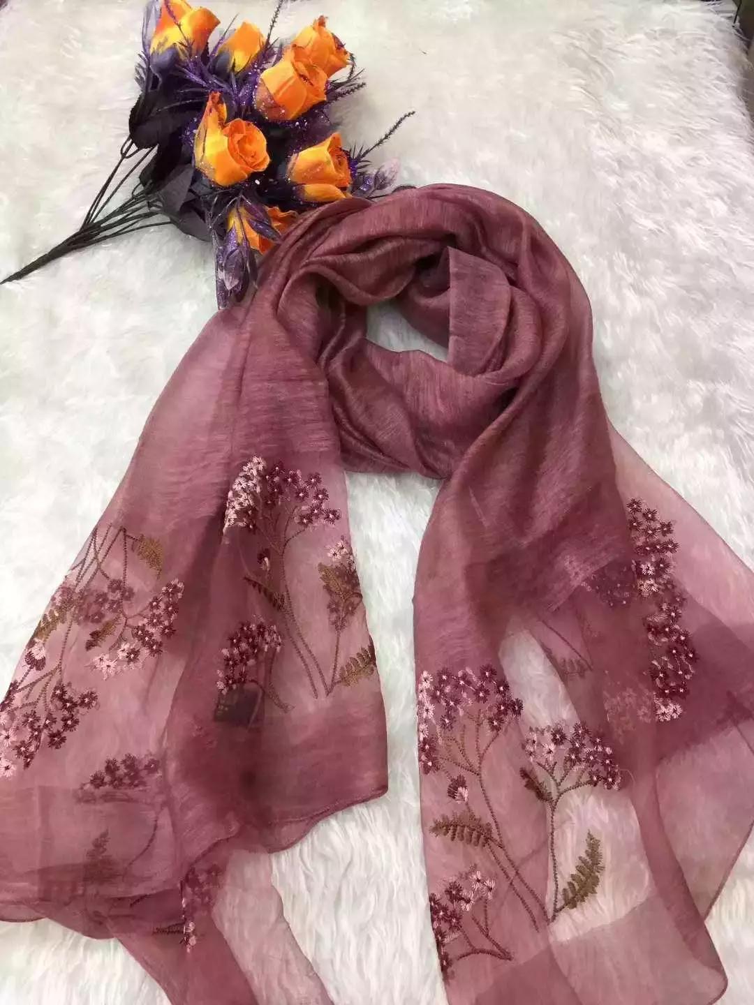 天丝刺绣丝巾,织围巾真丝