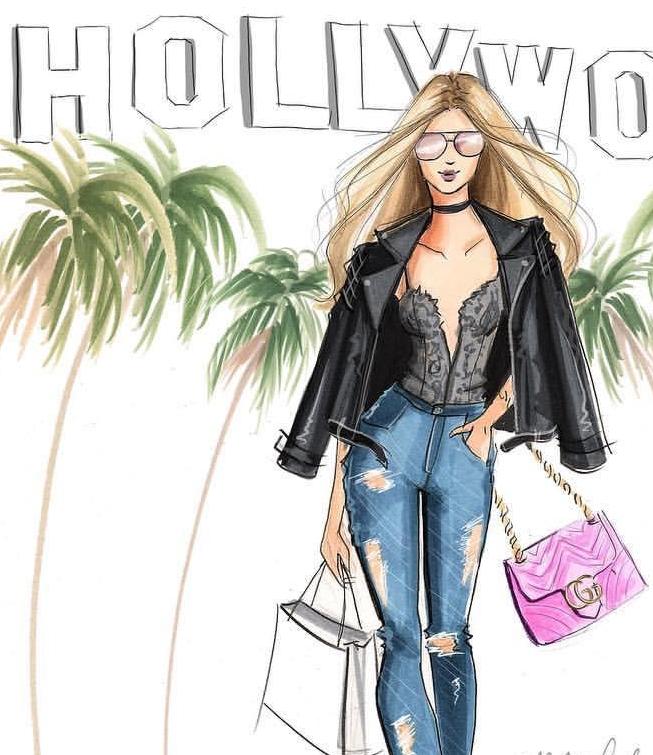 插画手绘人物服装搭配,水彩服装设计画法