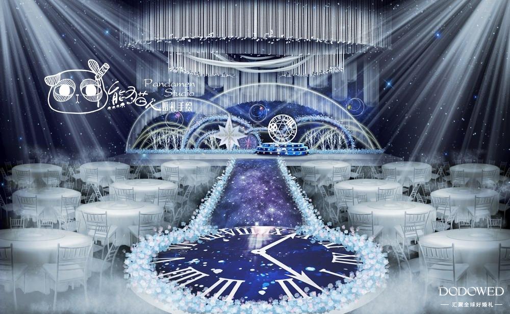 DODOWED婚礼手绘推荐系列之熊猫人星空主题婚礼效果图