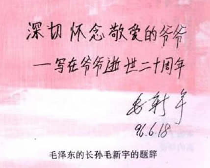 毛主席孙子,*新宇毛**书法,网友:字如其人,低调淡泊?