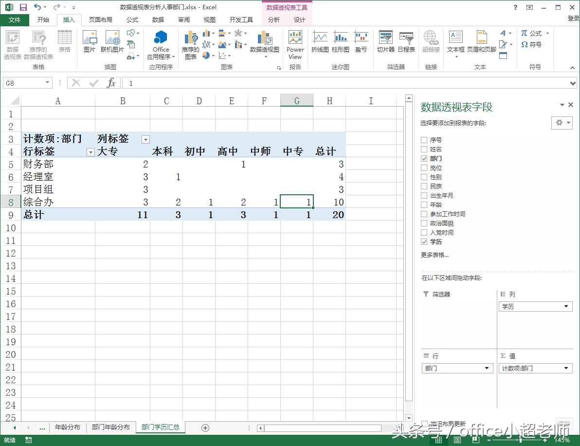 excel数据透视表统计名字出现次数,excel数据透视表如何分析年龄段