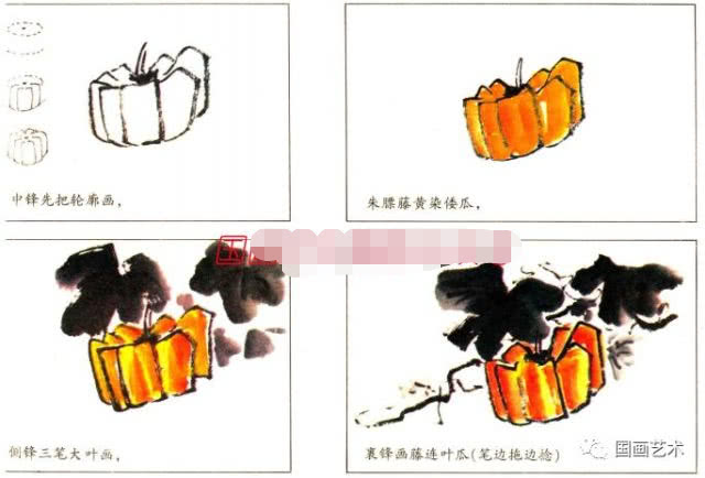 简单国画教程零基础入门植物,国画蔬果茄子与苦瓜的画法