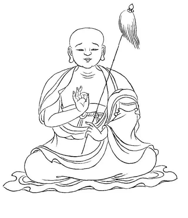 罗汉白描画稿,小写意罗汉图白描