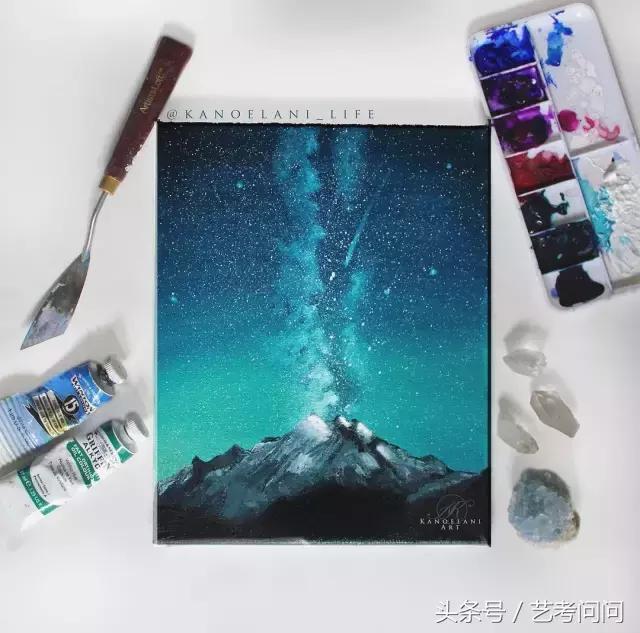 星空图片手绘水彩画视频,三至五年级水彩画星空画