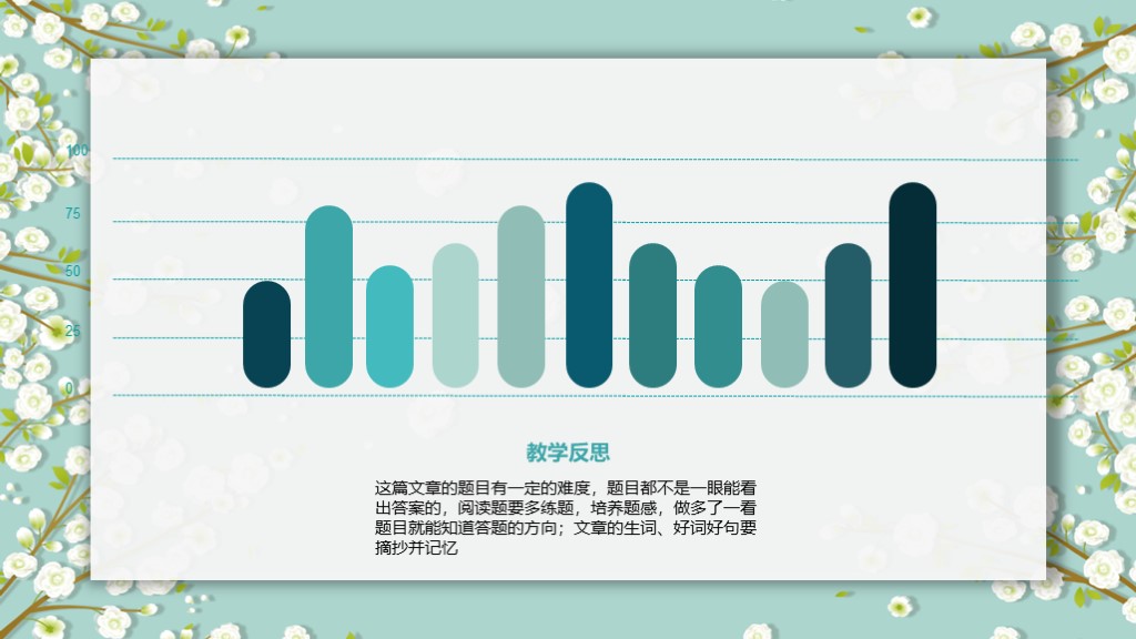 淡雅小花朵ppt模板,清新ppt模板蓝底小花