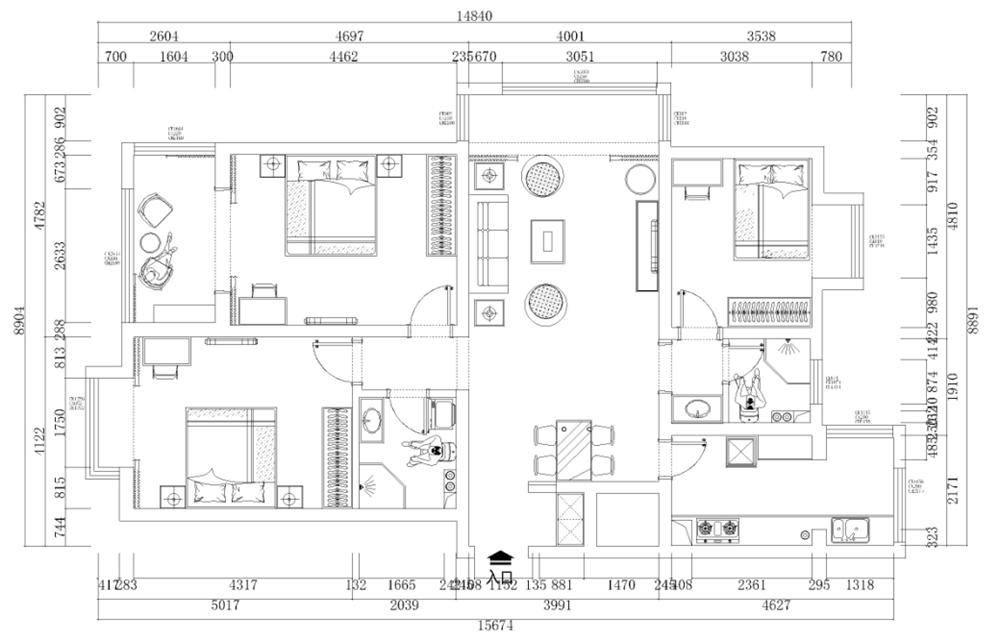 八方观园小户型,塘沽八方观园装修效果图
