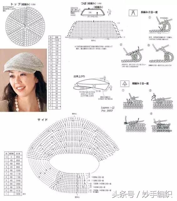 钩太阳遮阳帽全部教程,空心线钩夏季遮阳帽全教程视频