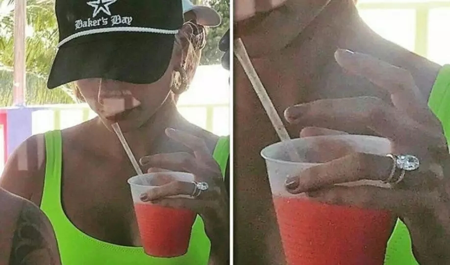 haileybieber秀戒指,justinbieber海莉钻戒