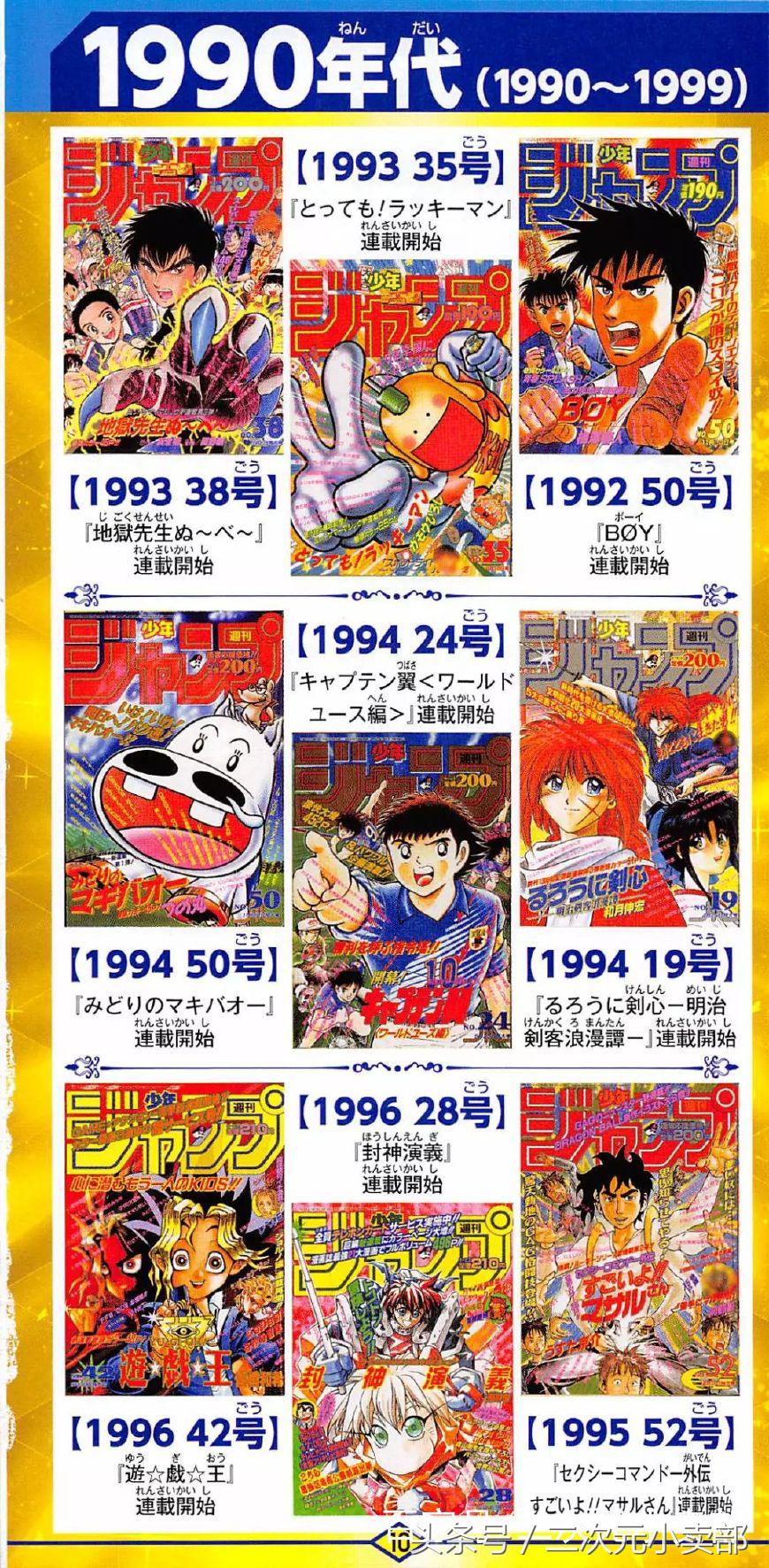日漫少年jump50周年贺图,周刊少年jump50年封面变迁