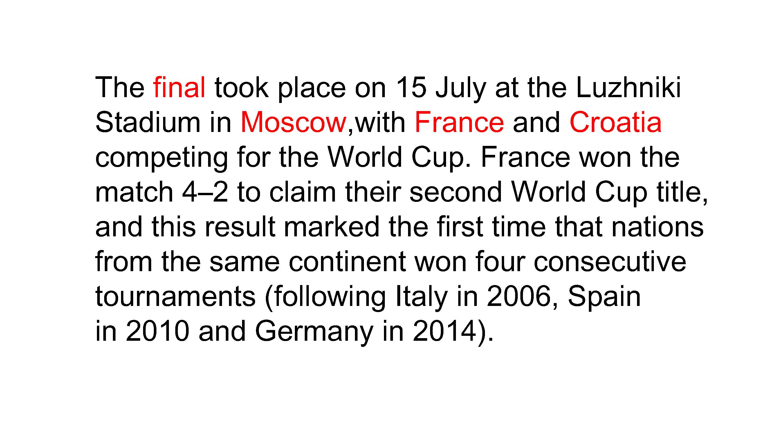 世界杯已结束，再次复习关于世界杯相关的英语TheWorldCup