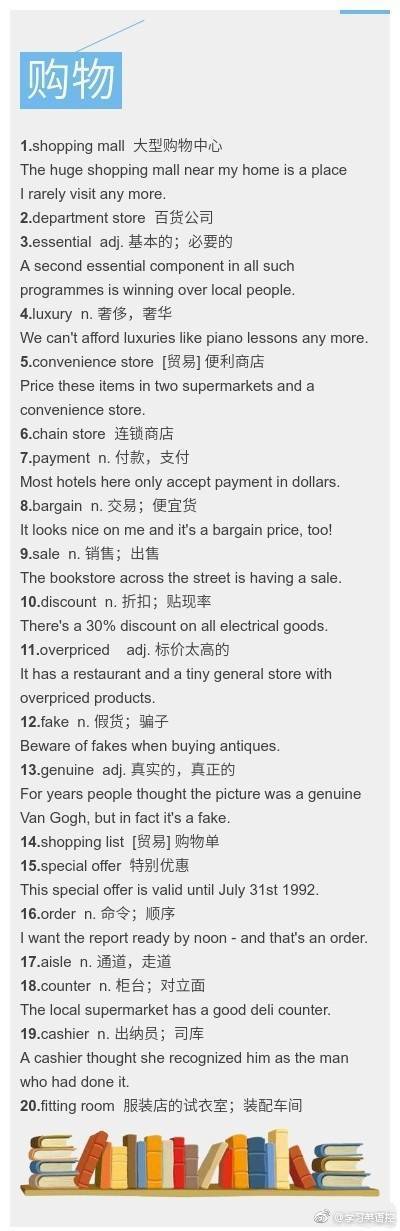 雅思口语最精华词汇总结！188个单词，9大场景！mark学起