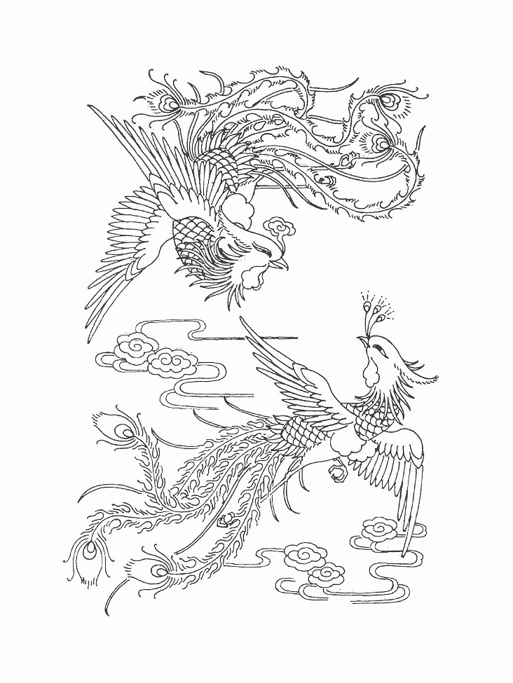 白描百鸟朝凤图怎么画,百鸟之王凤凰图片手绘