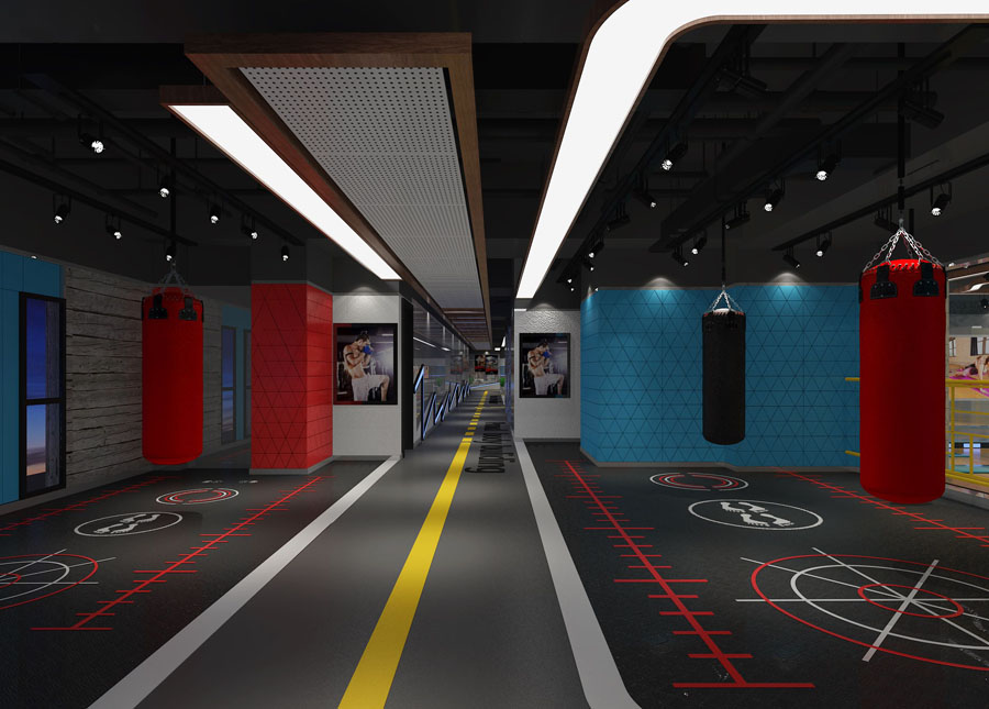 健身会所健身房设计案例效果图