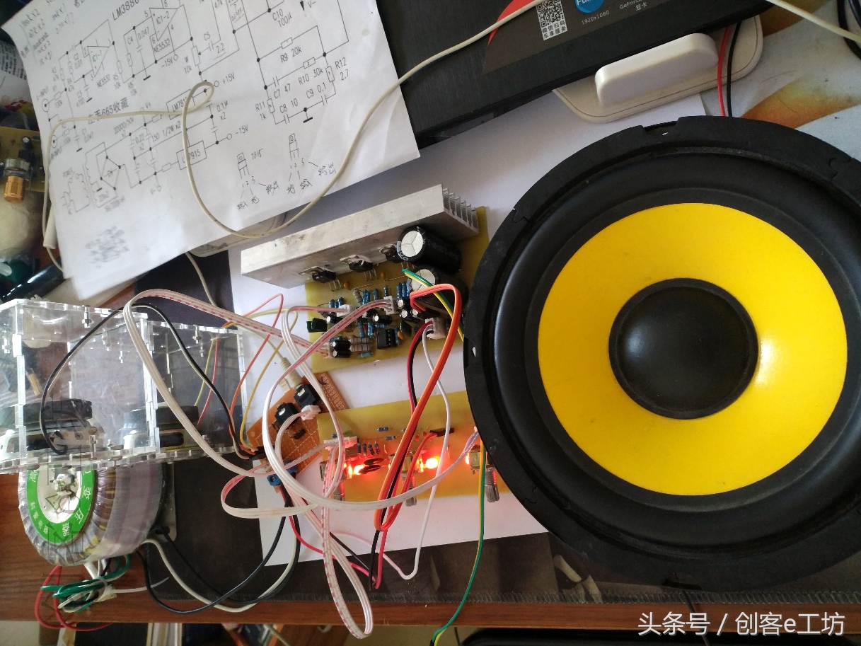 diy功放和品牌功放,重低音音箱制作过程