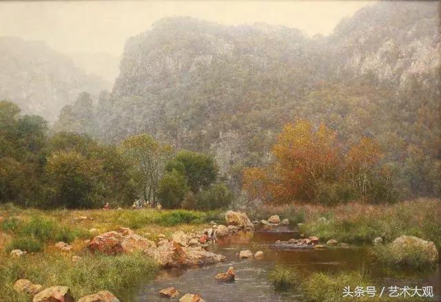 朝鲜风格人物村庄的油画,朝鲜张元吉写实油画人物作品欣赏