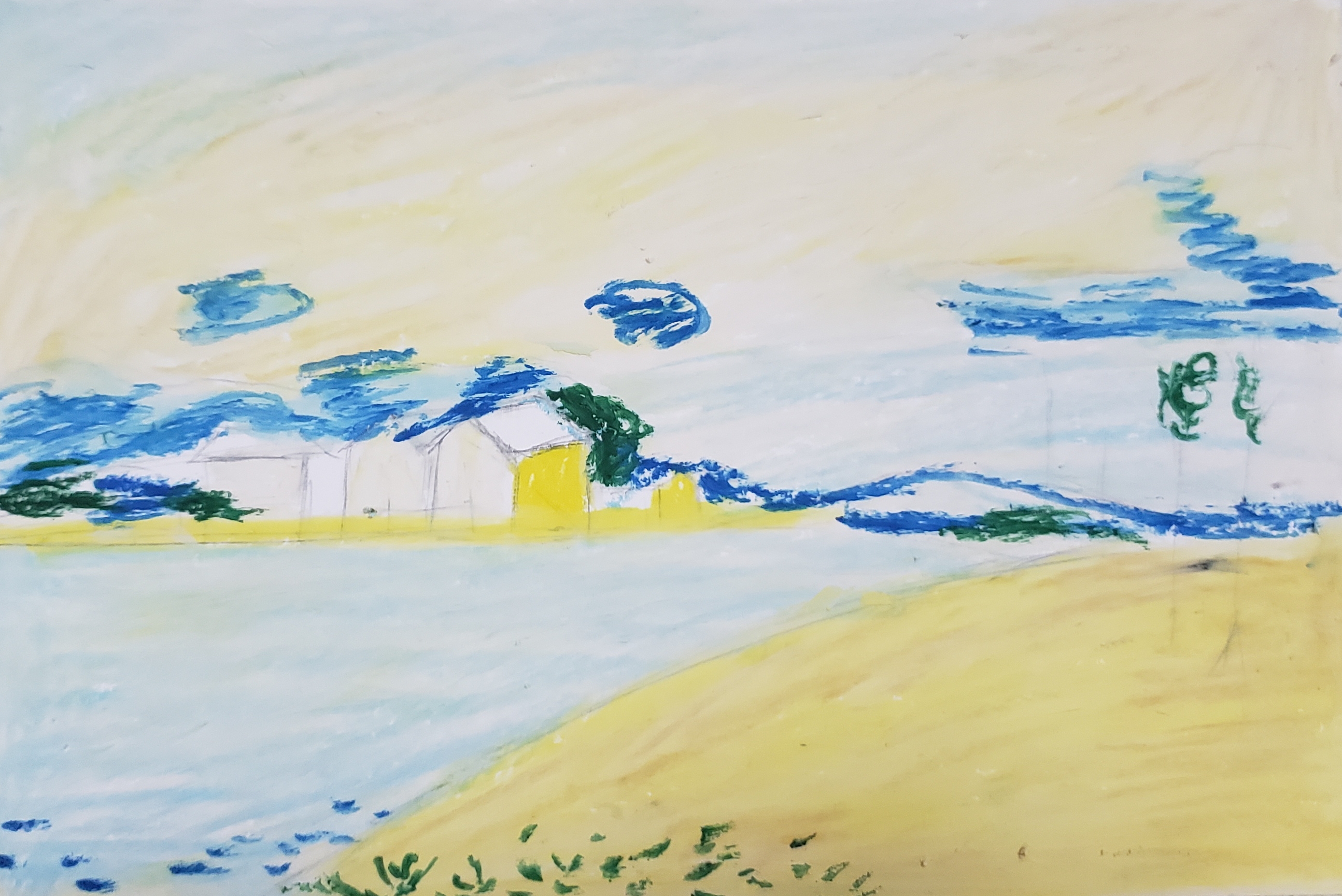 Day9油画棒教程—《塞纳河边的村庄》