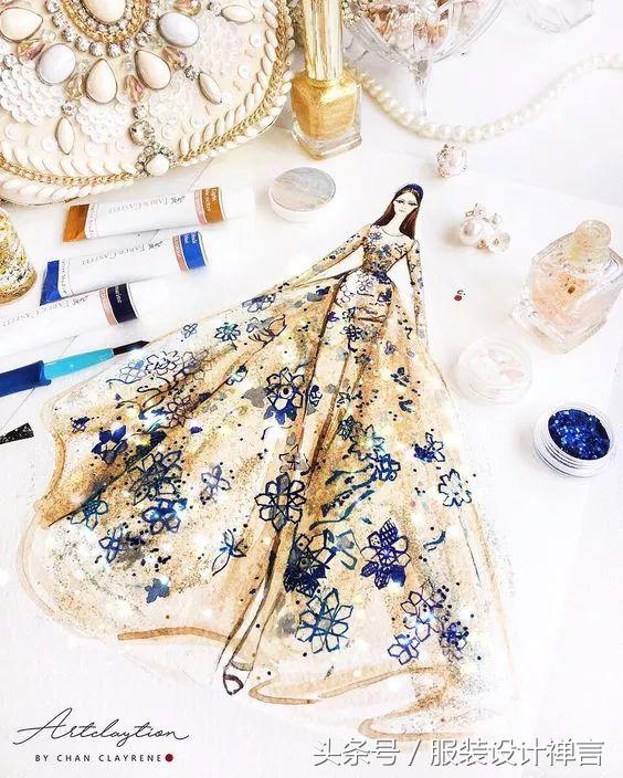 时装手绘|用指甲油画出高定时装的新加坡女插画师ChanClayrene