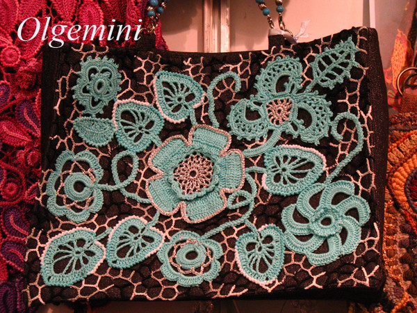 精美大气的一款爱尔兰花样拼接包包