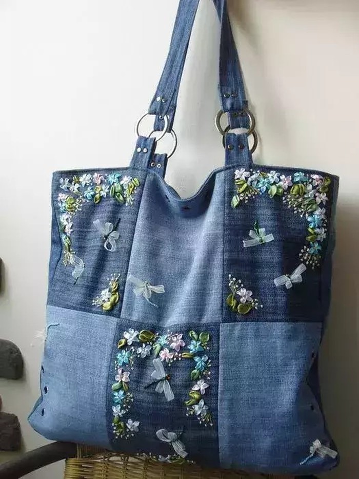 牛仔裤变废为宝手工制作,旧牛仔裤diy改造手工制作时尚背包