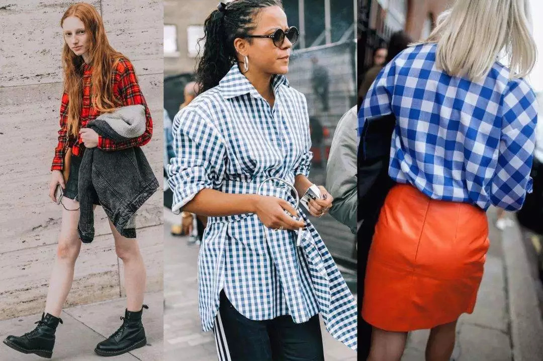 马思纯穿红格装潮味十足气质清新,秦岚当打之年穿搭