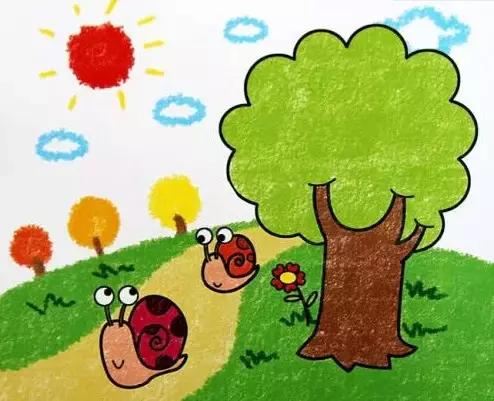 儿童油画棒画原创高清素材,儿童油画棒画素材