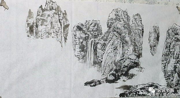 一整幅山水画画法教学a4纸,泼墨山水画技法竖幅