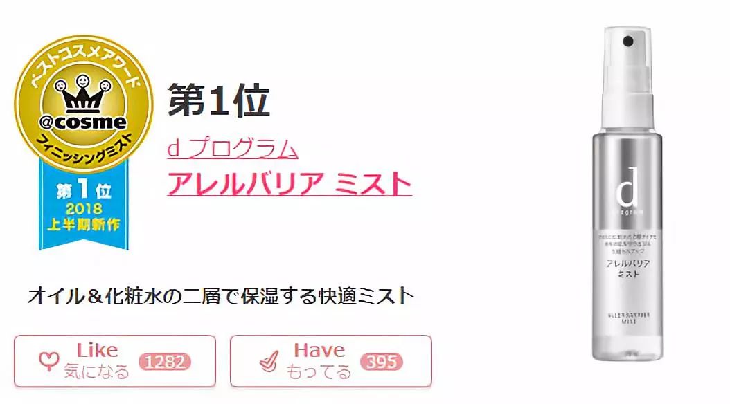 2018日本cosme美容大赏榜单,2020年日本cosme大赏排名