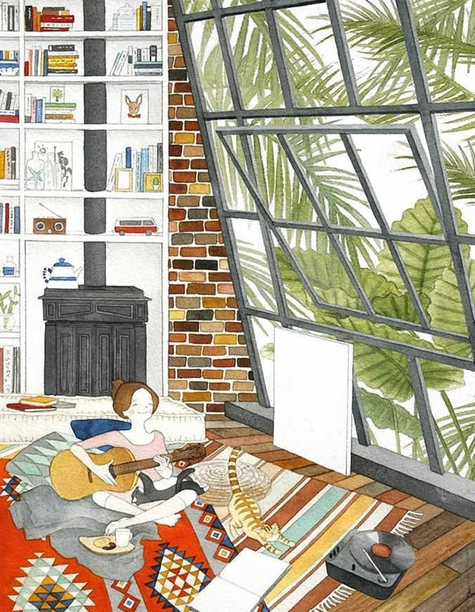 手绘妈妈和女儿的日常生活，温暖而感人