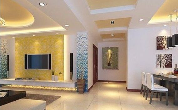 客厅连卧室中间隔断怎么处理,客厅中间半墙电视墙隔断效果图