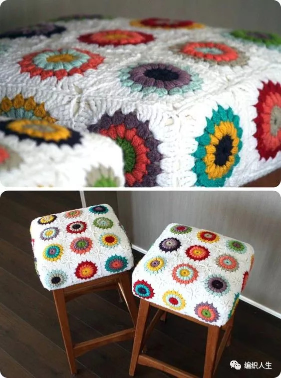 马蹄莲圆形坐垫钩针编织视频教程,钩针生命之花曼陀罗坐垫教程超清