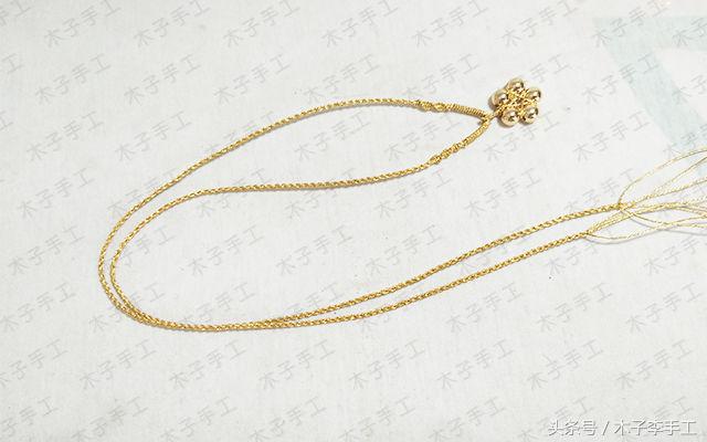 用金珠子编的项链绳,用绳子串的黄金项链