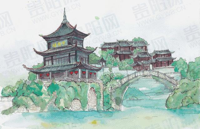 贵阳标志性建筑手绘,贵阳奥林匹克体育中心美图