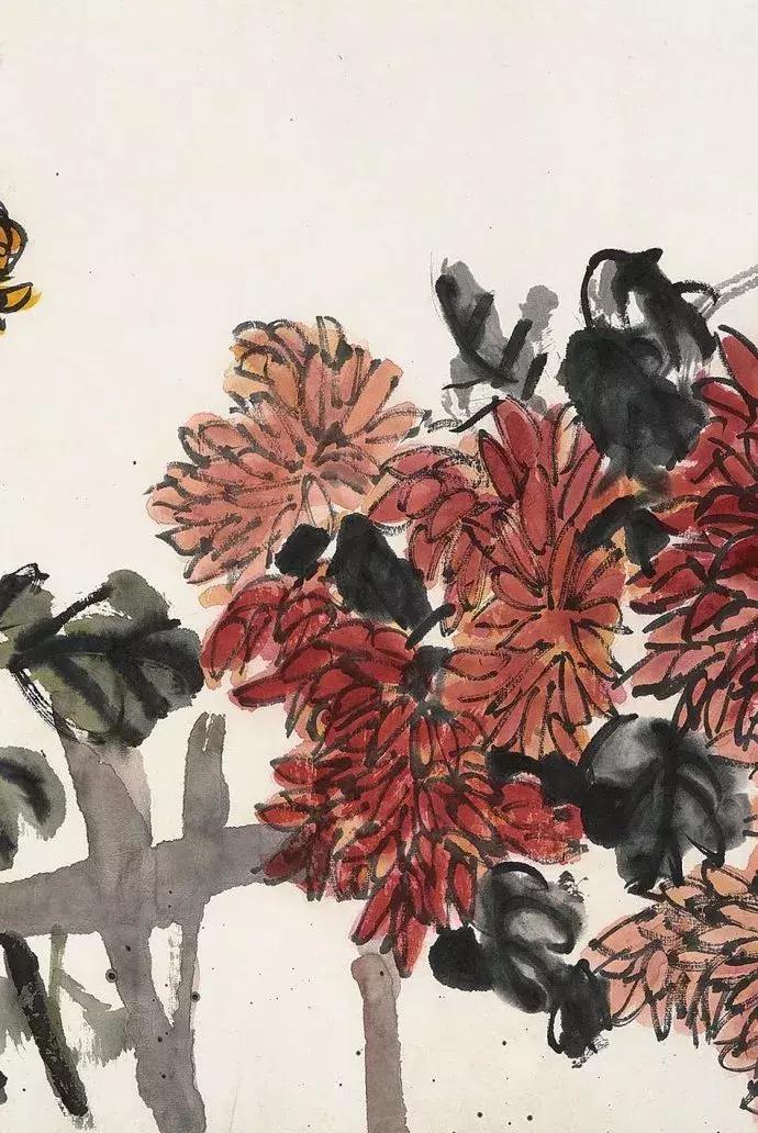 吴昌硕菊花国画作品欣赏,吴昌硕画的菊花